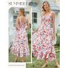image:imageGRACE KARIN Womens 2026 Summer Floral Boho Dress Square Neck Strapped Swing A Line Sundress Beach Long Maxi OutfitsOrange Blue