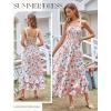 image:imageGRACE KARIN Womens 2026 Summer Floral Boho Dress Square Neck Strapped Swing A Line Sundress Beach Long Maxi OutfitsOrange Floral