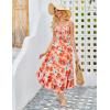image:imageGRACE KARIN Womens 2026 Summer Floral Boho Dress Square Neck Strapped Swing A Line Sundress Beach Long Maxi OutfitsOrange Flower