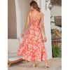 image:imageGRACE KARIN Womens 2026 Summer Floral Boho Dress Square Neck Strapped Swing A Line Sundress Beach Long Maxi OutfitsOrange White