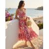 image:imageGRACE KARIN Womens 2026 Summer Floral Boho Dress Square Neck Strapped Swing A Line Sundress Beach Long Maxi OutfitsPink Orange