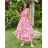 image:imageGRACE KARIN Womens 2026 Summer Floral Boho Dress Square Neck Strapped Swing A Line Sundress Beach Long Maxi OutfitsPink Yellow Floral