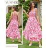 image:imageGRACE KARIN Womens 2026 Summer Floral Boho Dress Square Neck Strapped Swing A Line Sundress Beach Long Maxi OutfitsPink Yellow Floral