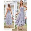 image:imageGRACE KARIN Womens 2026 Summer Floral Boho Dress Square Neck Strapped Swing A Line Sundress Beach Long Maxi OutfitsPurple Floral