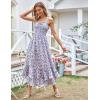 image:imageGRACE KARIN Womens 2026 Summer Floral Boho Dress Square Neck Strapped Swing A Line Sundress Beach Long Maxi OutfitsPurple Floral