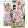 image:imageGRACE KARIN Womens 2026 Summer Floral Boho Dress Square Neck Strapped Swing A Line Sundress Beach Long Maxi OutfitsPurple Yellow