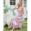 image:imageGRACE KARIN Womens 2026 Summer Floral Boho Dress Square Neck Strapped Swing A Line Sundress Beach Long Maxi OutfitsPurple Yellow