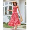 image:imageGRACE KARIN Womens 2026 Summer Floral Boho Dress Square Neck Strapped Swing A Line Sundress Beach Long Maxi OutfitsRed