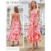 image:imageGRACE KARIN Womens 2026 Summer Floral Boho Dress Square Neck Strapped Swing A Line Sundress Beach Long Maxi OutfitsRed Pink