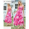 image:imageGRACE KARIN Womens 2026 Summer Floral Boho Dress Square Neck Strapped Swing A Line Sundress Beach Long Maxi OutfitsRose Purple