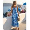 image:imageGRACE KARIN Womens 2026 Summer Floral Boho Dress Square Neck Strapped Swing A Line Sundress Beach Long Maxi OutfitsWhite Blue