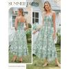 image:imageGRACE KARIN Womens 2026 Summer Floral Boho Dress Square Neck Strapped Swing A Line Sundress Beach Long Maxi OutfitsWhite Green