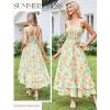 image:imageGRACE KARIN Womens 2026 Summer Floral Boho Dress Square Neck Strapped Swing A Line Sundress Beach Long Maxi OutfitsYellow Floral