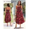 image:imageGRACE KARIN Womens Maxi Floral Sundresses Summer Beach Boho Dress Spaghetti Strap Dresses Casual Fashion Clothes with PocketsBlack and Red Floral