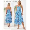 image:imageGRACE KARIN Womens Maxi Floral Sundresses Summer Beach Boho Dress Spaghetti Strap Dresses Casual Fashion Clothes with PocketsBlue and White Floral
