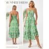 image:imageGRACE KARIN Womens Maxi Floral Sundresses Summer Beach Boho Dress Spaghetti Strap Dresses Casual Fashion Clothes with PocketsGreen and White Floral