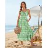 image:imageGRACE KARIN Womens Maxi Floral Sundresses Summer Beach Boho Dress Spaghetti Strap Dresses Casual Fashion Clothes with PocketsGreen and White Floral