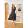 image:imageGRACE KARIN Womens Summer Casual Dress Business Office Work Dresses Cap Sleeve Zipper Front Flowy Midi Dress with PocketsBlack Polka Dot
