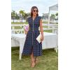 image:imageGRACE KARIN Womens Summer Casual Dress Business Office Work Dresses Cap Sleeve Zipper Front Flowy Midi Dress with PocketsNavy Polka Dot
