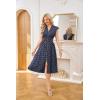 image:imageGRACE KARIN Womens Summer Casual Dress Business Office Work Dresses Cap Sleeve Zipper Front Flowy Midi Dress with PocketsNavy Polka Dot