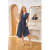 image:imageGRACE KARIN Womens Summer Casual Dress Business Office Work Dresses Cap Sleeve Zipper Front Flowy Midi Dress with PocketsNavy Polka Dot