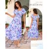 image:imageGRACE KARIN Womens Summer Floral Maxi Dress 2026 Flowy Wedding Guest Dress A Line Boho Dresses Fashion Clothing with PocketsBlue Purple Floral