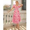 image:imageGRACE KARIN Womens Summer Floral Maxi Dress 2026 Flowy Wedding Guest Dress A Line Boho Dresses Fashion Clothing with PocketsPink Red Floral