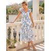 image:imageGRACE KARIN Womens Summer Floral Maxi Dress 2026 Ruffle Sleeve Smocked Sundress Flowy Wedding Guest Long Dresses with PocketGray Blue
