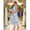 image:imageGRACE KARIN Womens Summer Floral Maxi Dress 2026 Ruffle Sleeve Smocked Sundress Flowy Wedding Guest Long Dresses with PocketGray Blue