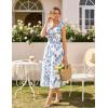 image:imageGRACE KARIN Womens Summer Floral Maxi Dress 2026 Ruffle Sleeve Smocked Sundress Flowy Wedding Guest Long Dresses with PocketGray Blue