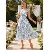 image:imageGRACE KARIN Womens Summer Floral Maxi Dress 2026 Ruffle Sleeve Smocked Sundress Flowy Wedding Guest Long Dresses with PocketGray Blue
