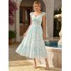 image:imageGRACE KARIN Womens Summer Floral Maxi Dress 2026 Ruffle Sleeve Smocked Sundress Flowy Wedding Guest Long Dresses with PocketGreen Floral