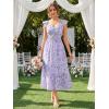 image:imageGRACE KARIN Womens Summer Floral Maxi Dress 2026 Ruffle Sleeve Smocked Sundress Flowy Wedding Guest Long Dresses with PocketPurple Floral