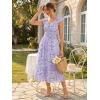image:imageGRACE KARIN Womens Summer Floral Maxi Dress 2026 Ruffle Sleeve Smocked Sundress Flowy Wedding Guest Long Dresses with PocketPurple Floral