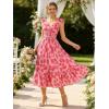 image:imageGRACE KARIN Womens Summer Floral Maxi Dress 2026 Ruffle Sleeve Smocked Sundress Flowy Wedding Guest Long Dresses with PocketRed Floral