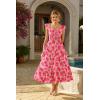 image:imageGRACE KARIN Womens Summer Floral Maxi Dress 2026 Ruffle Sleeve Smocked Sundress Flowy Wedding Guest Long Dresses with PocketRed Floral