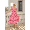 image:imageGRACE KARIN Womens Summer Floral Maxi Dress 2026 Ruffle Sleeve Smocked Sundress Flowy Wedding Guest Long Dresses with PocketRed Floral