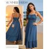 image:imageGRACE KARIN Womens Summer Maxi Dress 2026Smocked Ruched Bust Sundress with Adjustable Straps amp PocketsBeach Vacation DressBlue