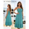 image:imageGRACE KARIN Womens Summer Maxi Dress 2026Smocked Ruched Bust Sundress with Adjustable Straps amp PocketsBeach Vacation DressBlue Green