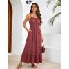 image:imageGRACE KARIN Womens Summer Maxi Dress 2026Smocked Ruched Bust Sundress with Adjustable Straps amp PocketsBeach Vacation DressBrick Red