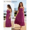 image:imageGRACE KARIN Womens Summer Maxi Dress 2026Smocked Ruched Bust Sundress with Adjustable Straps amp PocketsBeach Vacation DressPurple Red