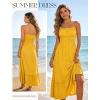 image:imageGRACE KARIN Womens Summer Maxi Dress 2026Smocked Ruched Bust Sundress with Adjustable Straps amp PocketsBeach Vacation DressYellow