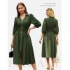image:imageGRACE KARIN Womens Summer Midi Dress 2026 A Line Business Office Work Dress Fit and Flare Zipper 34 Sleeve Dress with PocketArmy Green