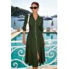 image:imageGRACE KARIN Womens Summer Midi Dress 2026 A Line Business Office Work Dress Fit and Flare Zipper 34 Sleeve Dress with PocketArmy Green