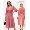 image:imageGRACE KARIN Womens Summer Midi Dress 2026 A Line Business Office Work Dress Fit and Flare Zipper 34 Sleeve Dress with PocketDark Pink