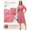 image:imageGRACE KARIN Womens Summer Midi Dress 2026 A Line Business Office Work Dress Fit and Flare Zipper 34 Sleeve Dress with PocketDark Pink