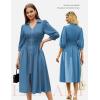 image:imageGRACE KARIN Womens Summer Midi Dress 2026 A Line Business Office Work Dress Fit and Flare Zipper 34 Sleeve Dress with PocketGray Blue
