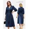 image:imageGRACE KARIN Womens Summer Midi Dress 2026 A Line Business Office Work Dress Fit and Flare Zipper 34 Sleeve Dress with PocketNavy Blue