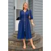 image:imageGRACE KARIN Womens Summer Midi Dress 2026 A Line Business Office Work Dress Fit and Flare Zipper 34 Sleeve Dress with PocketNavy Blue