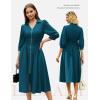 image:imageGRACE KARIN Womens Summer Midi Dress 2026 A Line Business Office Work Dress Fit and Flare Zipper 34 Sleeve Dress with PocketPeacock Blue